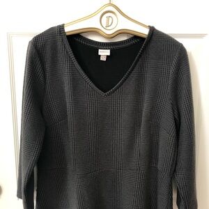 Merona Fit & Flare Dress In Men’s Gray & Black Plaid With 3/4 Sleeves
